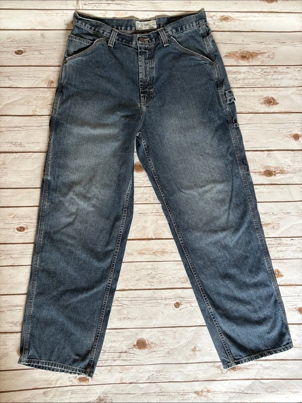 American Eagle Outfitters Carpenter Relaxed Fit Dark Blue Denim Jeans W34 L32